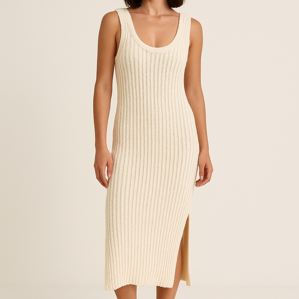 🆕 VICI x Nordstrom Cream Knit Midi BohoStyle Dress Size Large